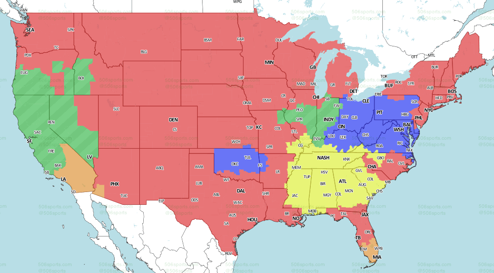 NFL TV map, Week 4 Baltimore Ravens vs. Cleveland Browns