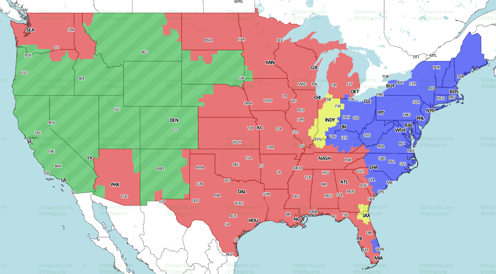 NFL broadcast map, Week 17 Baltimore Ravens vs. Pittsburgh Steelers