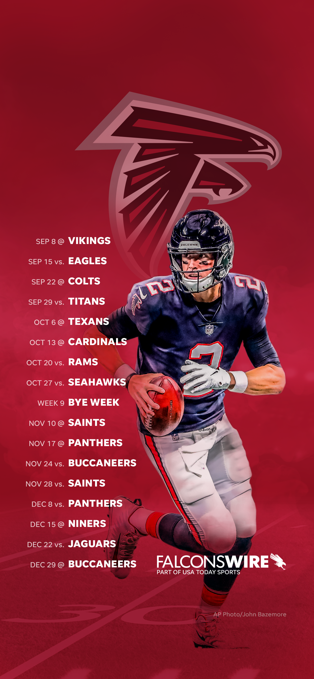 2019 Atlanta Falcons Football Schedule: Downloadable Wallpaper