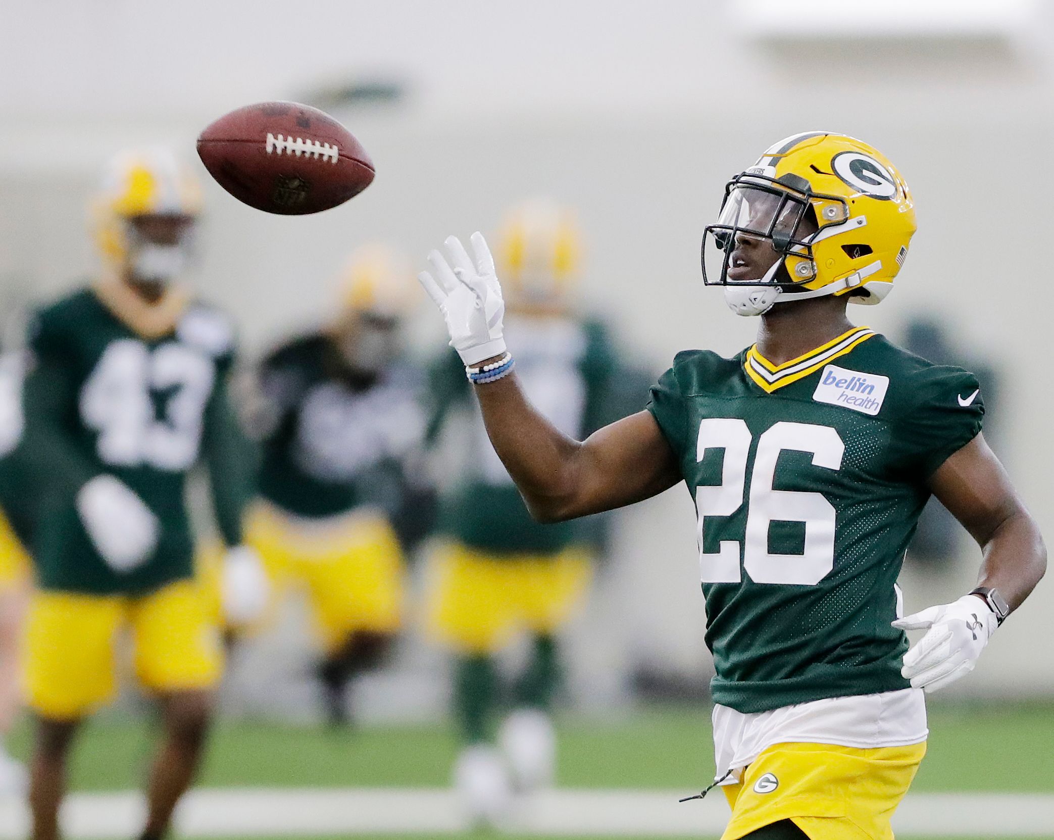 Green Bay Packers first-round draft pick Darnell Savage Jr. during NFL  football rookie orientation camp Friday, May 3, 2019, in Green Bay, Wis.  (AP Photo/Mike Roemer Stock Photo - Alamy