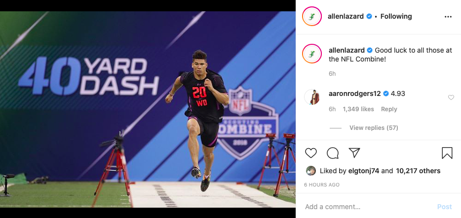 Packers Wr Allen Lazard Pokes Fun At Aaron Rodgers 2005 Combine Photo