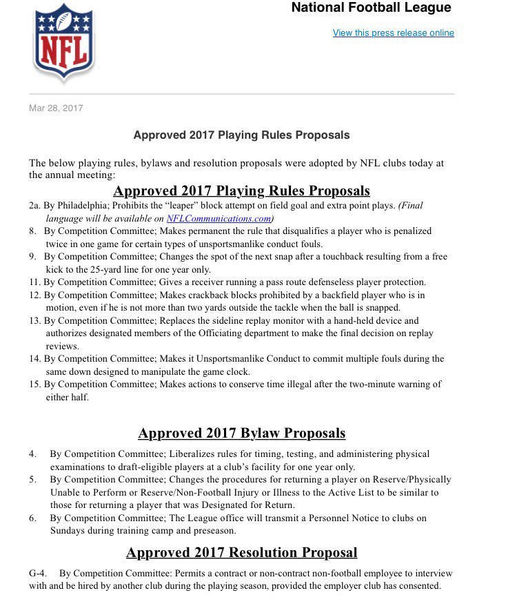 Get Familiar With The NFL’s Rule Changes