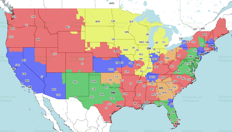 Week 10 Nfl Broadcast Map Nfl Week 10 Tv Maps