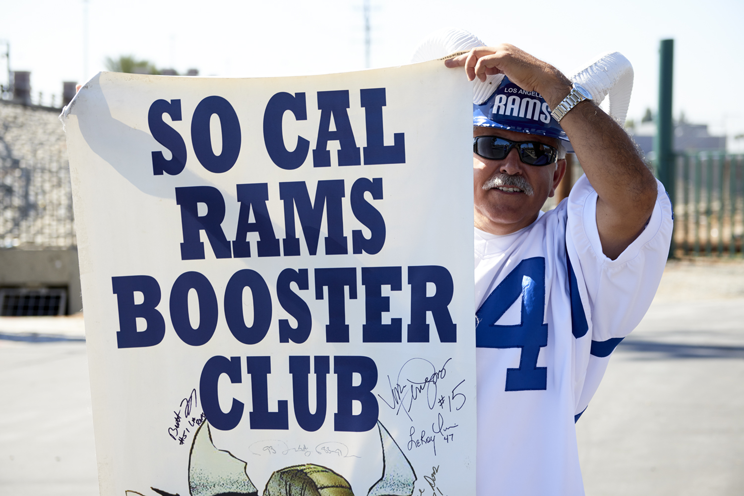 Meet the Rams Fan Behind the Horned Hard Hat – NBC Los Angeles