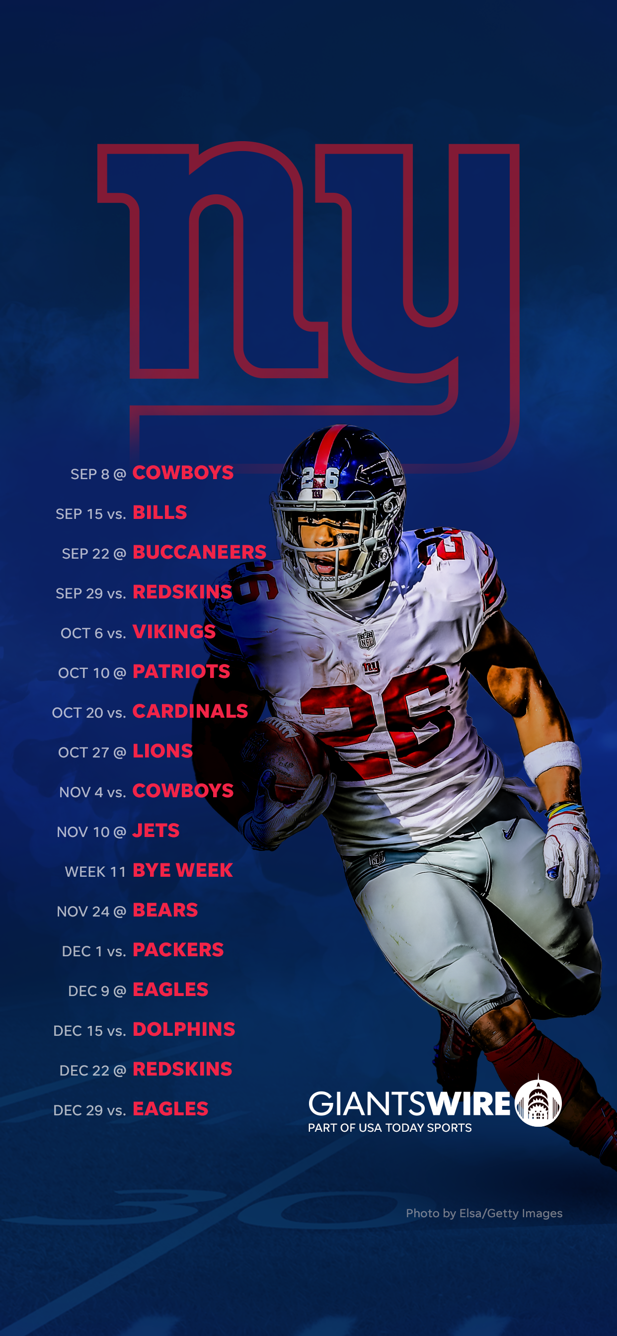 2019 New York Giants schedule: Downloadable wallpaper