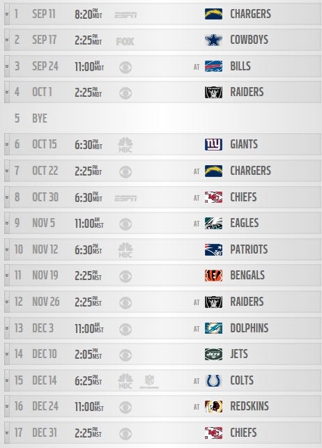 Denver Broncos on X: Here we go!! Our full 2017 schedule goes