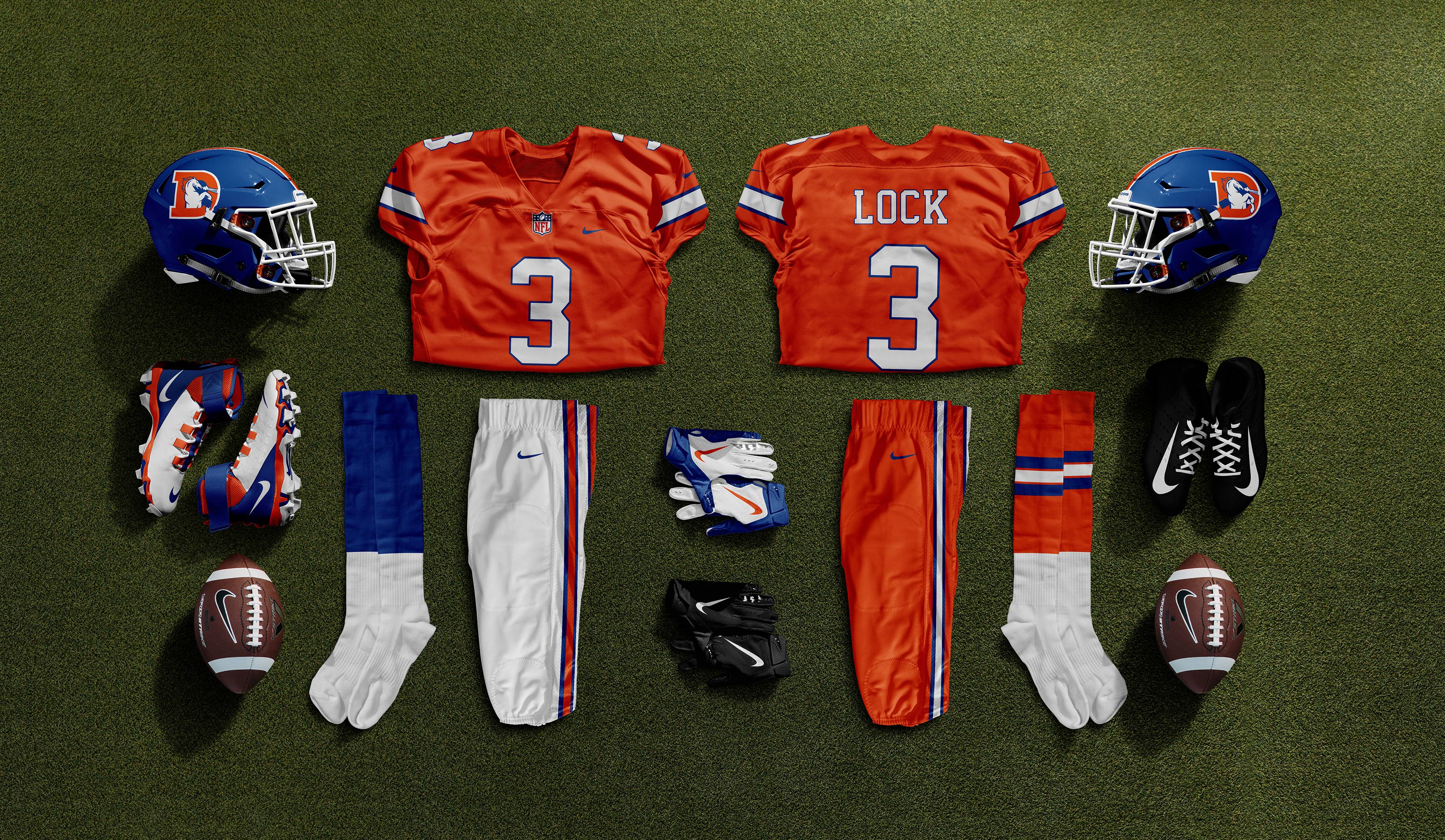 broncos uniforms through the years