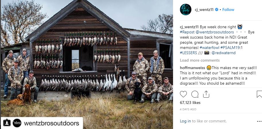 Wentz takes a hunting trip with Mike Trout