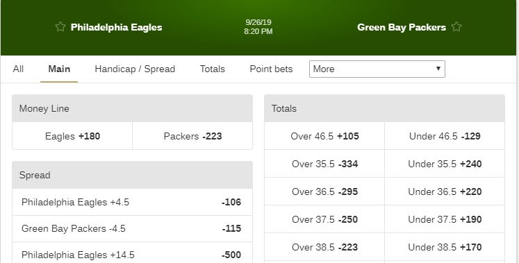 eagles betting line