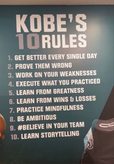 Eagles honor Kobe Bryant by featuring 'Kobe's 10 Rules' on memorial wall
