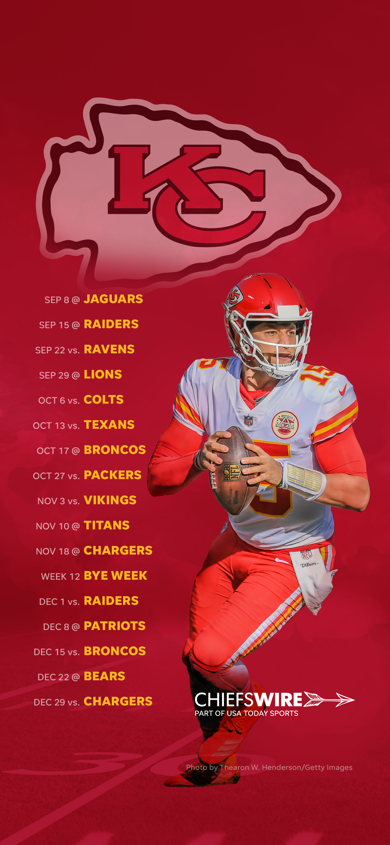 2019 Kansas City Chiefs Schedule: Downloadable Wallpaper