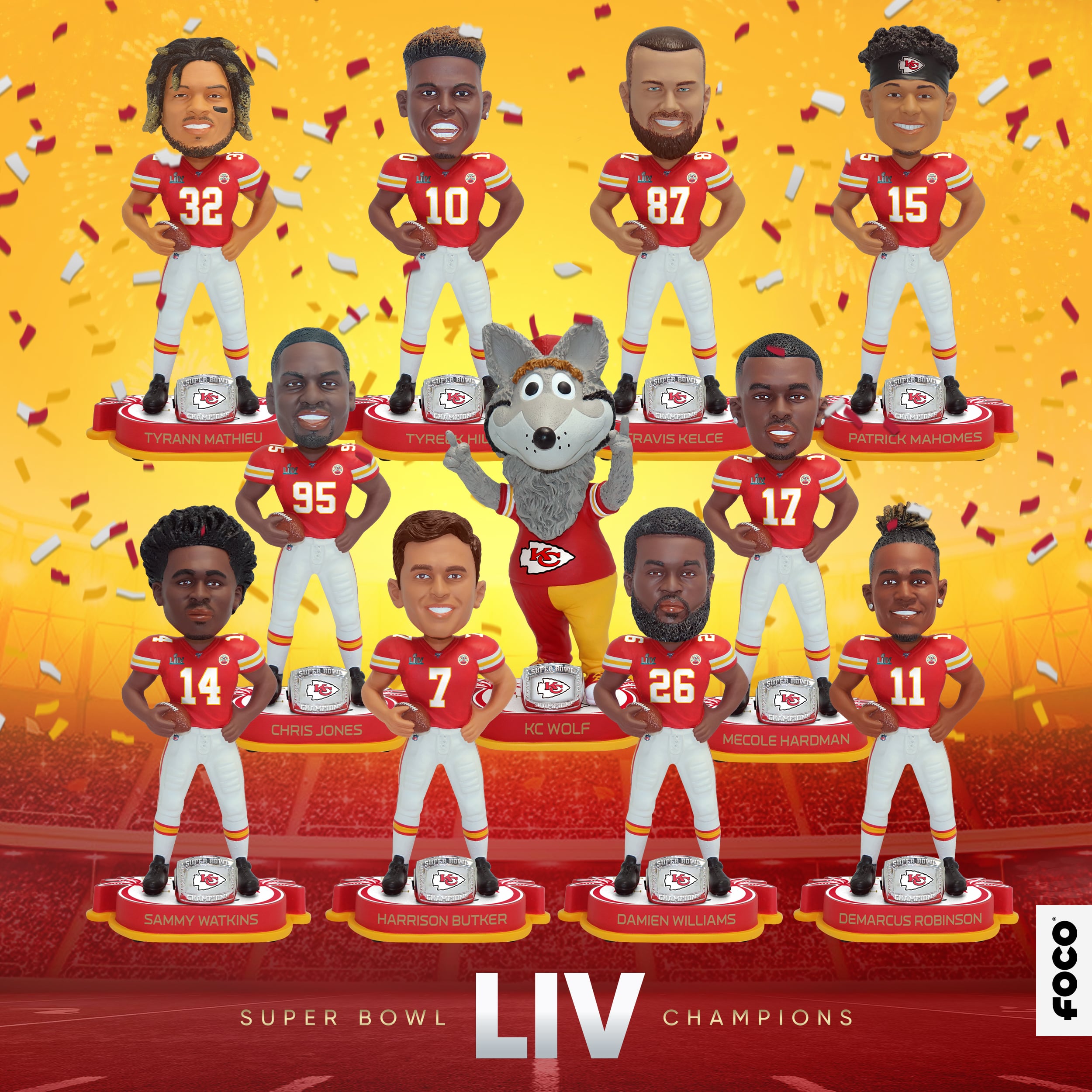 Tyreek Hill Super Bowl LIV Champions Bobblehead by Foco Kansas City Chiefs 