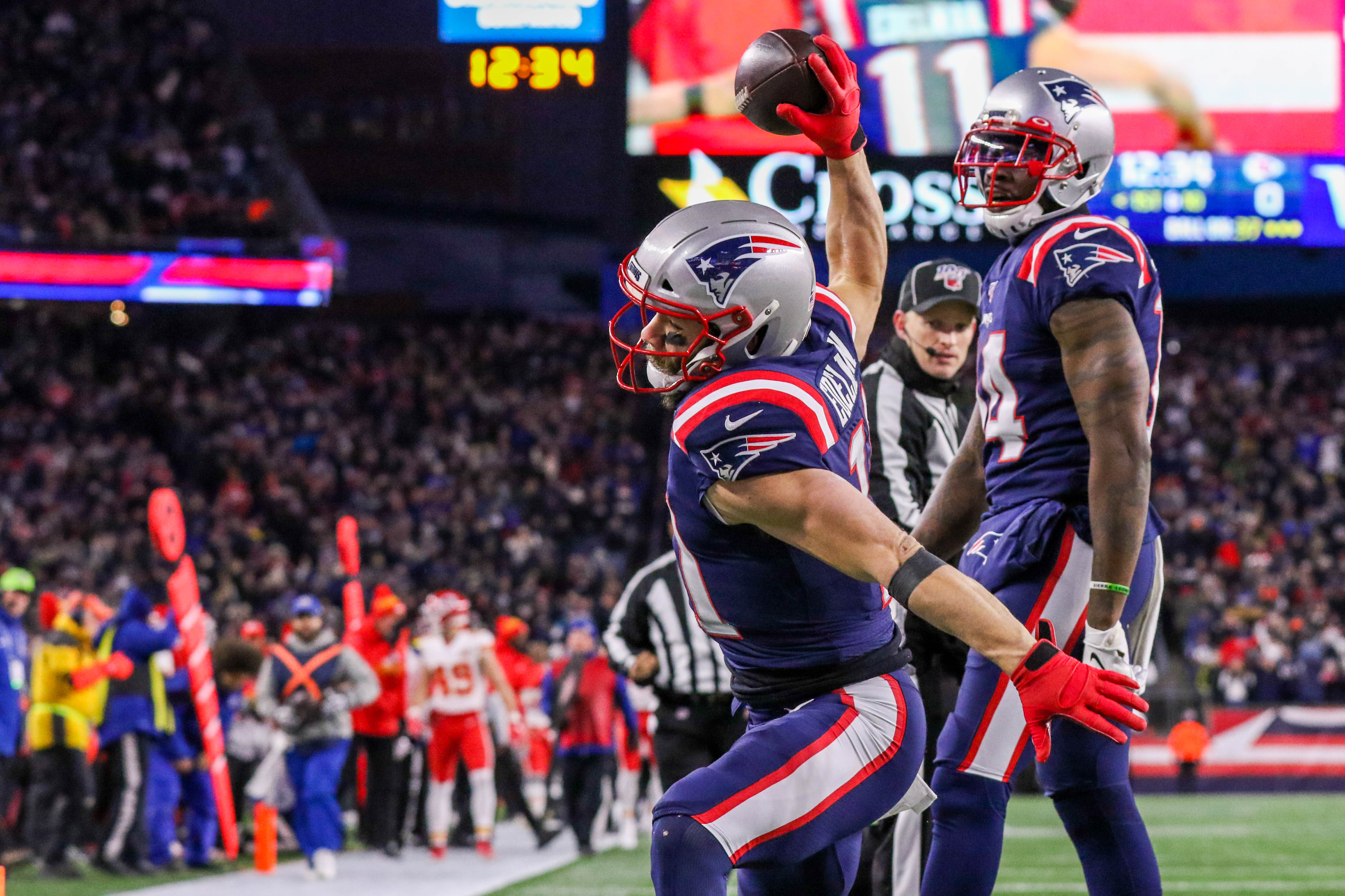 New England Patriots wide receiver Julian Edelman in action during an NFL  football game against the Philadelphia Eagles, Sunday, Nov. 17, 2019, in  Philadelphia.(AP Photo/Matt Rourke Stock Photo - Alamy