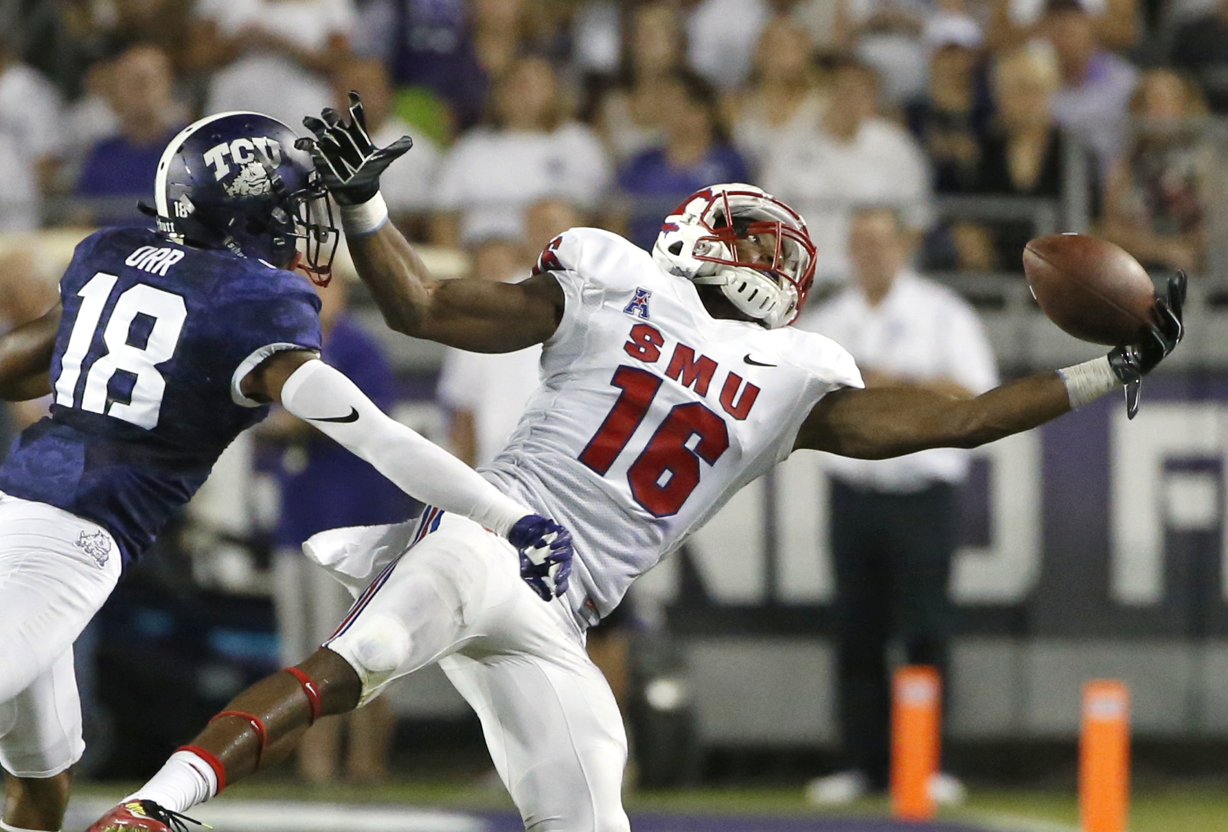 TCU all but shuts out SMU receiver Courtland Sutton in 56-36