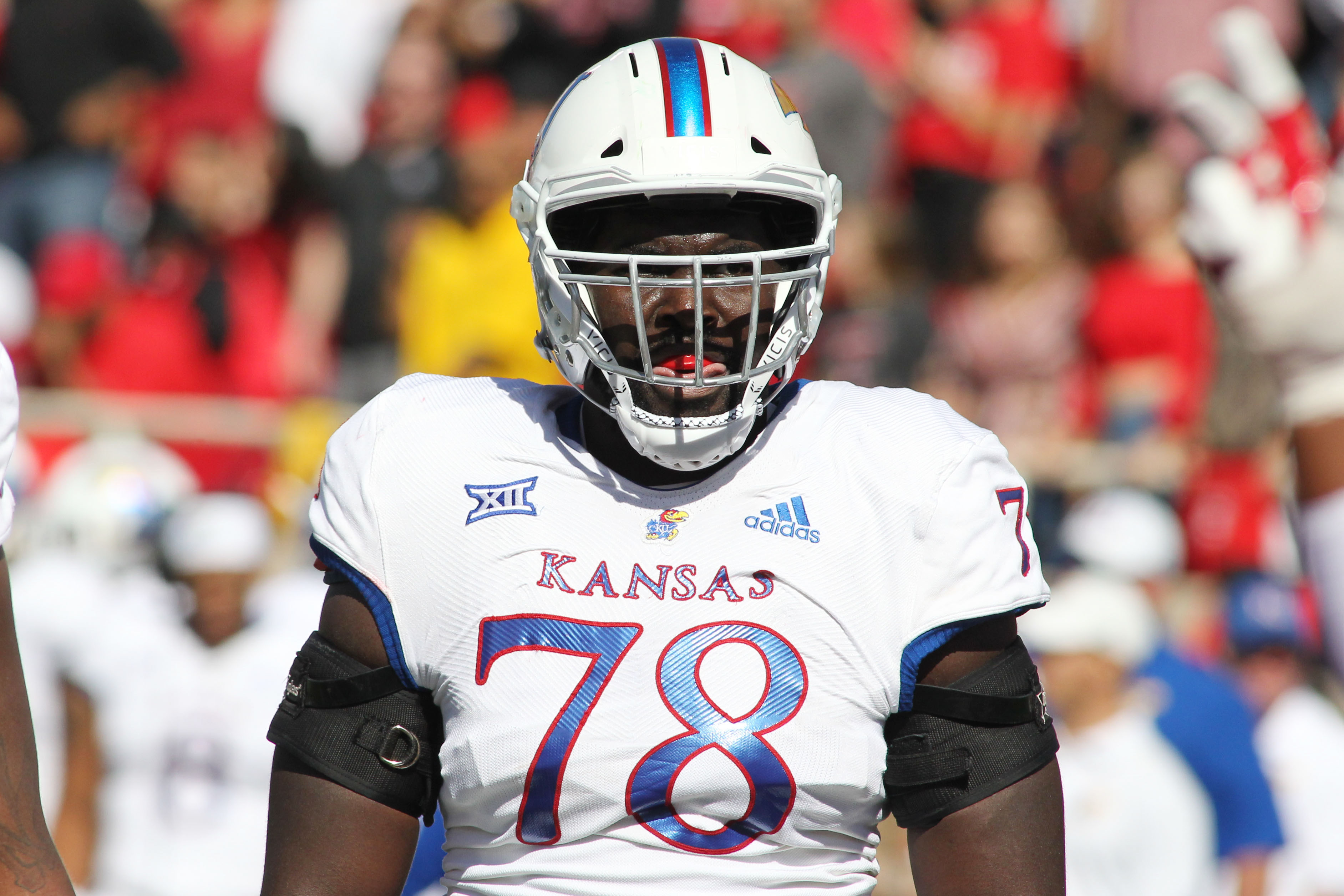 Riding momentum of NFL combine, Hakeem Adeniji competes at KU's