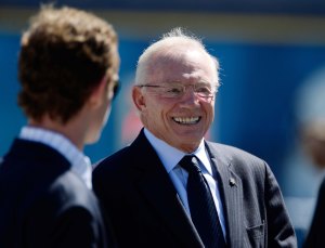 Sep 29, 2013; San Diego, CA, USA; Dallas Cowboys owner Jerry Jones is all smiles on the sidelines before his team's game against the San Diego Chargers at Qualcomm Stadium. Mandatory Credit: Robert Hanashiro-USA TODAY Sports