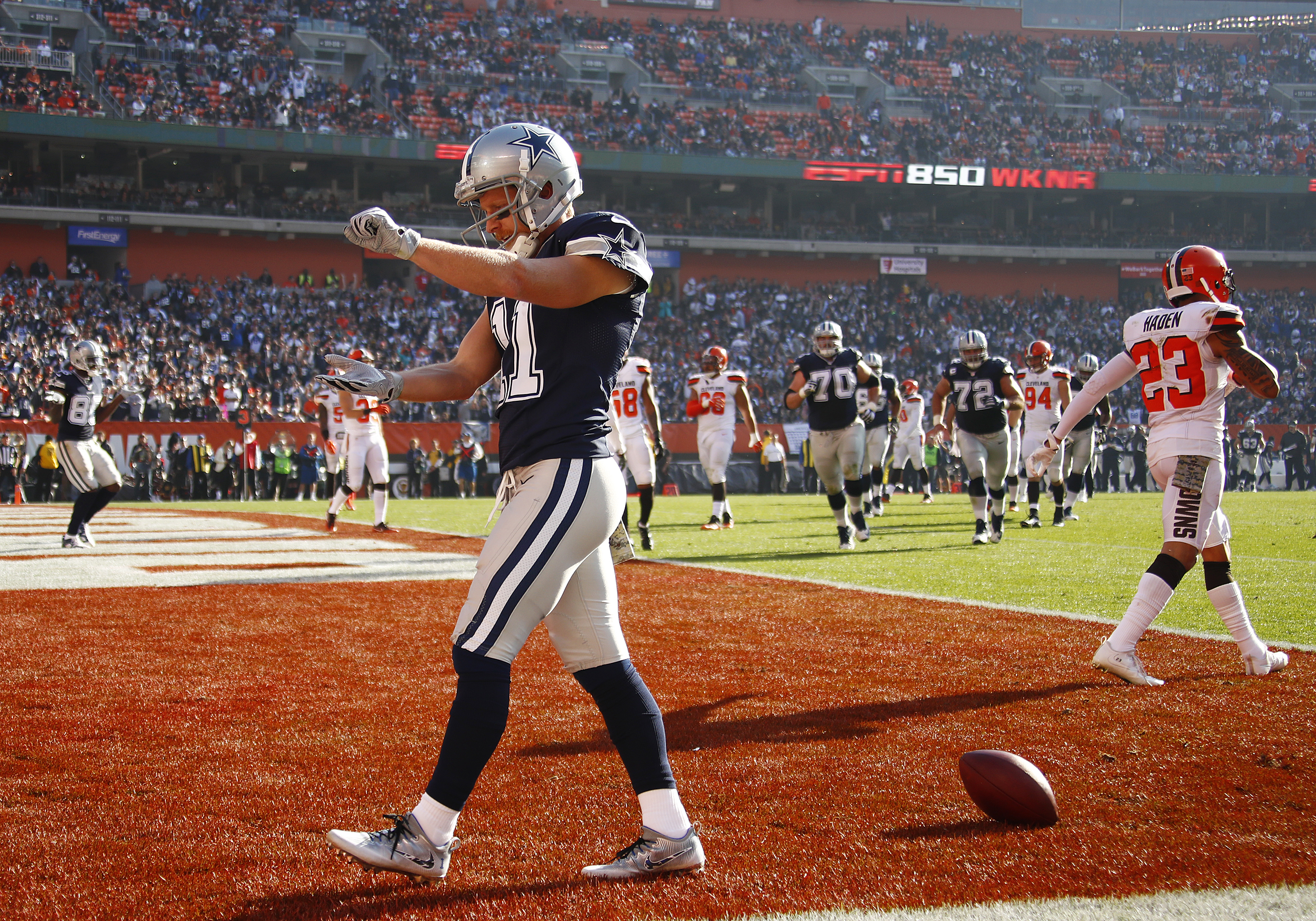 Dallas Cowboys wide receiver Cole Beasley waits to run a play