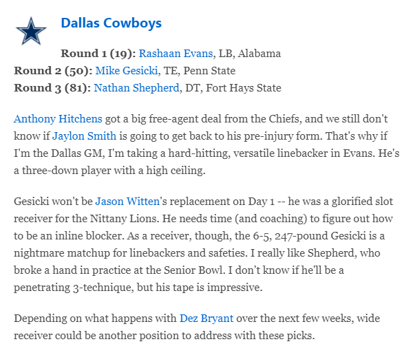 Mel Kiper makes Dallas Cowboys Selection in Updated Mock Draft