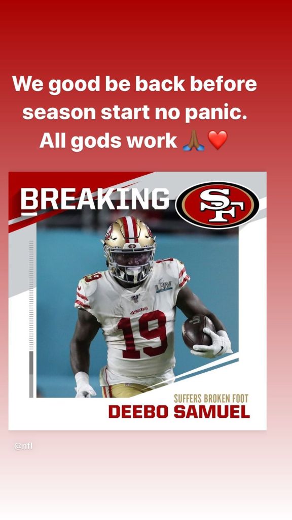 Deebo Samuel Instagram story a good sign for return to 49ers