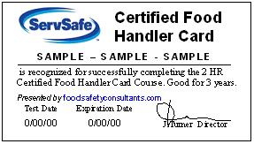 Servsafe Food Handlers Card