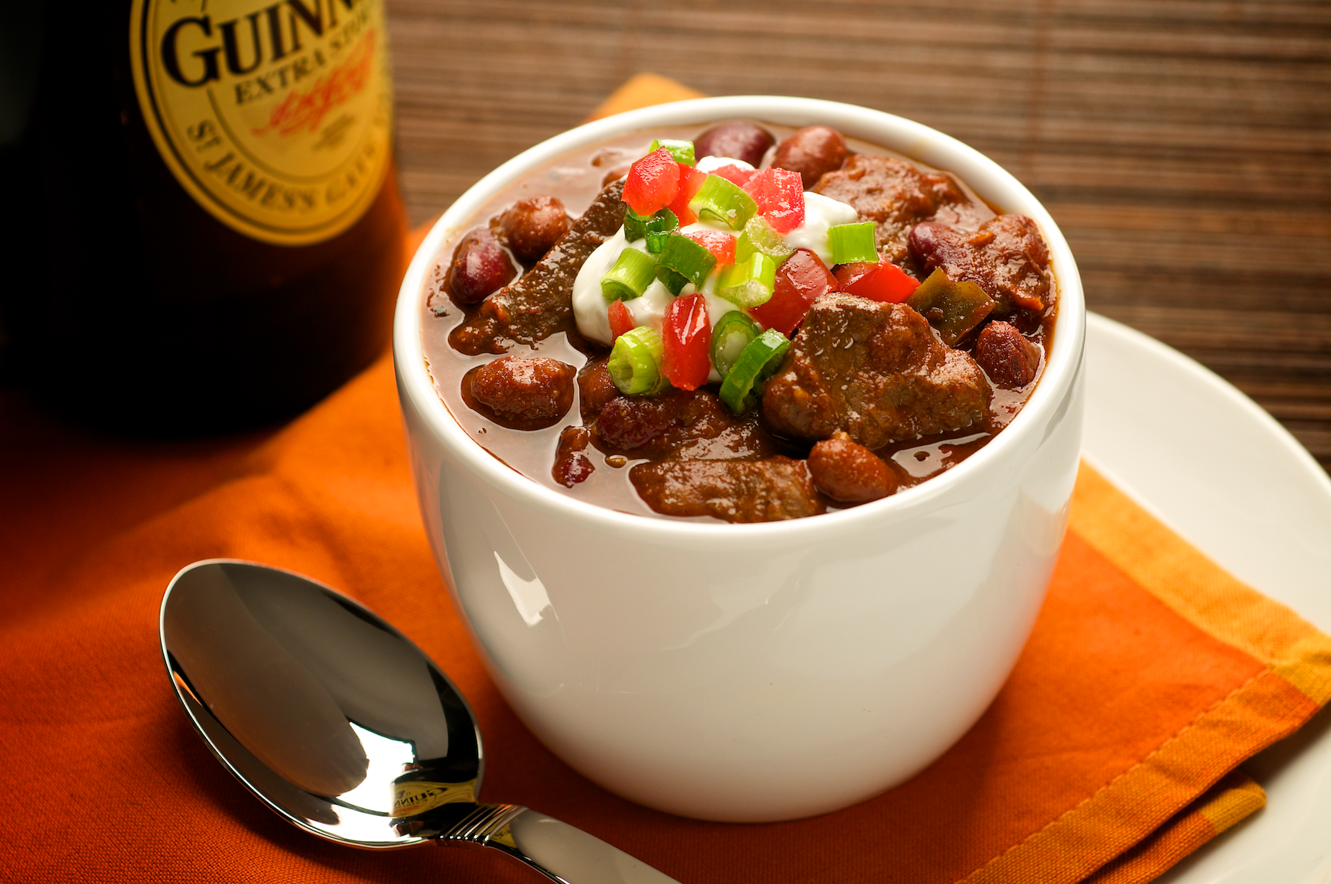 Hearty, spicy chili made with tender steak. Who can resist? This recipe yields a gallon for the game-time gang.