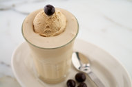 This frosty-cold and refreshing frappe, served bistro style in a glass, combines the irresistible flavors of coffee ice cream, coffee liqueur and chocolate covered coffee beans for the ultimate coffee lover’s ice cream dessert.