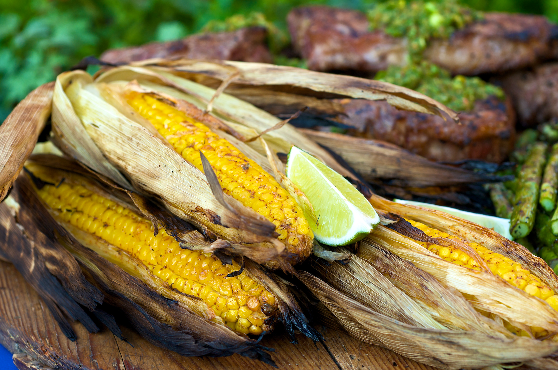 This is a great time to get fresh corn from the local farmers market. The smoky chipotle really enhances the hot-off-the-grill summer taste of sweet corn on the cob. Try it!