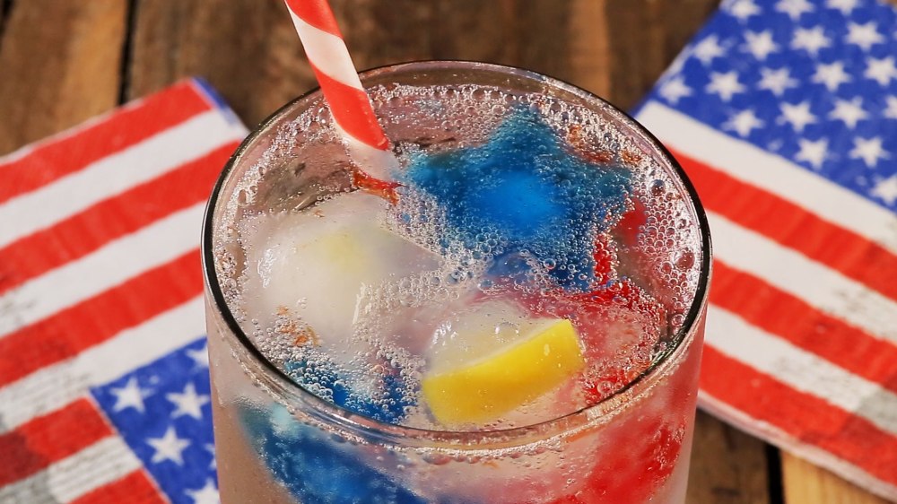 red, white and blue ice cubes