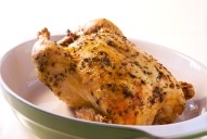 This succulent herb-roasted chicken seasoned with lemon, garlic and fresh herbs will fill the entire house with a rich, comforting aroma as it slowly roasts in the oven. Allow the chicken to rest prior to carving to ensure that all the succulent juices remain in the meat and not on your cutting board. 