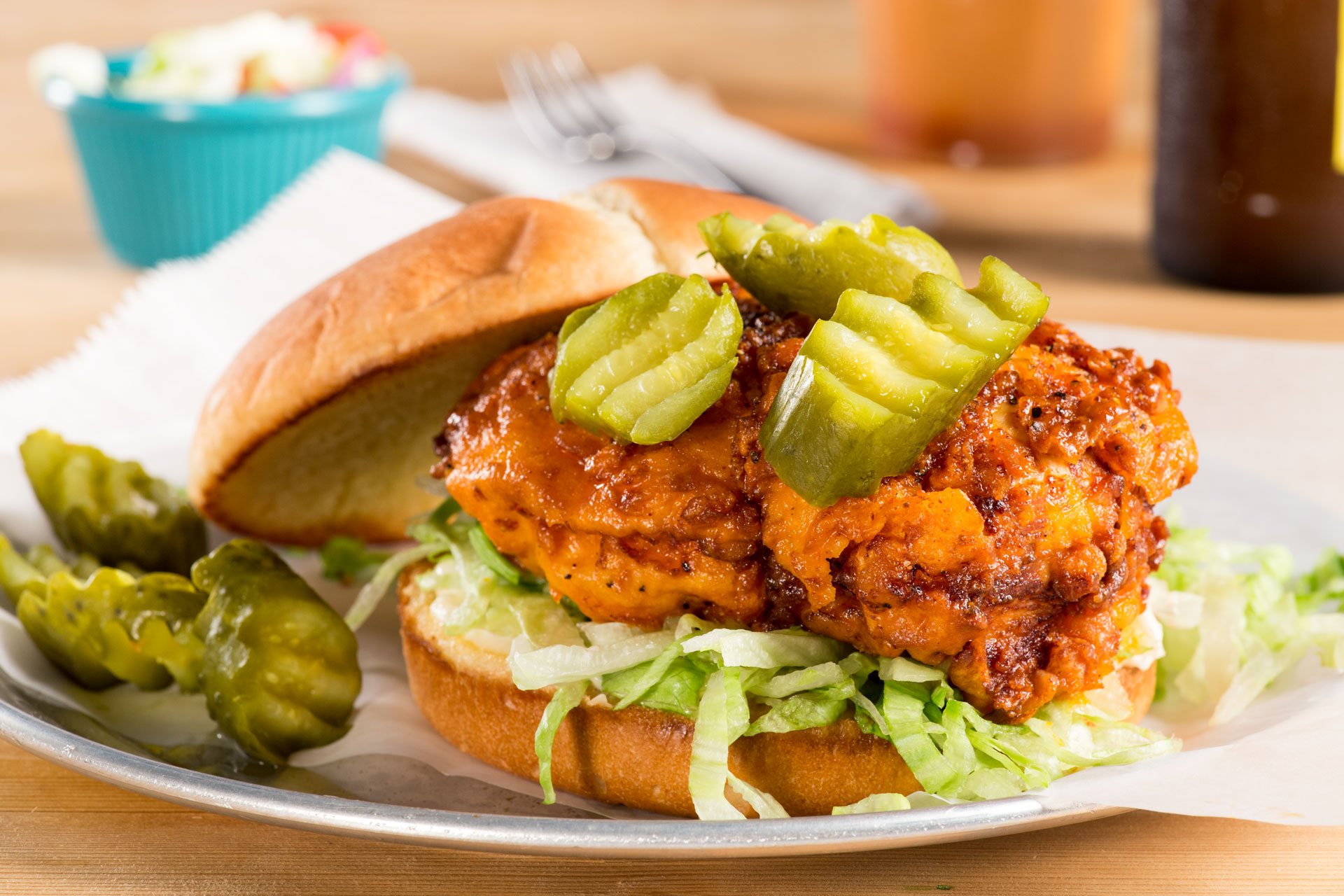 A delicious Nashville-inspired Spicy Fried Chicken Sandwich that has moved far beyond Nashville, popping up on menus across the country, and quickly becoming one of the hottest food trends.