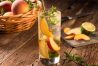 We used Van Gogh Cool Peach Vodka in our mojito, paired with fresh mint, simple syrup, fresh lime and ripe juicy sliced peaches. Served over ice topped with club soda.