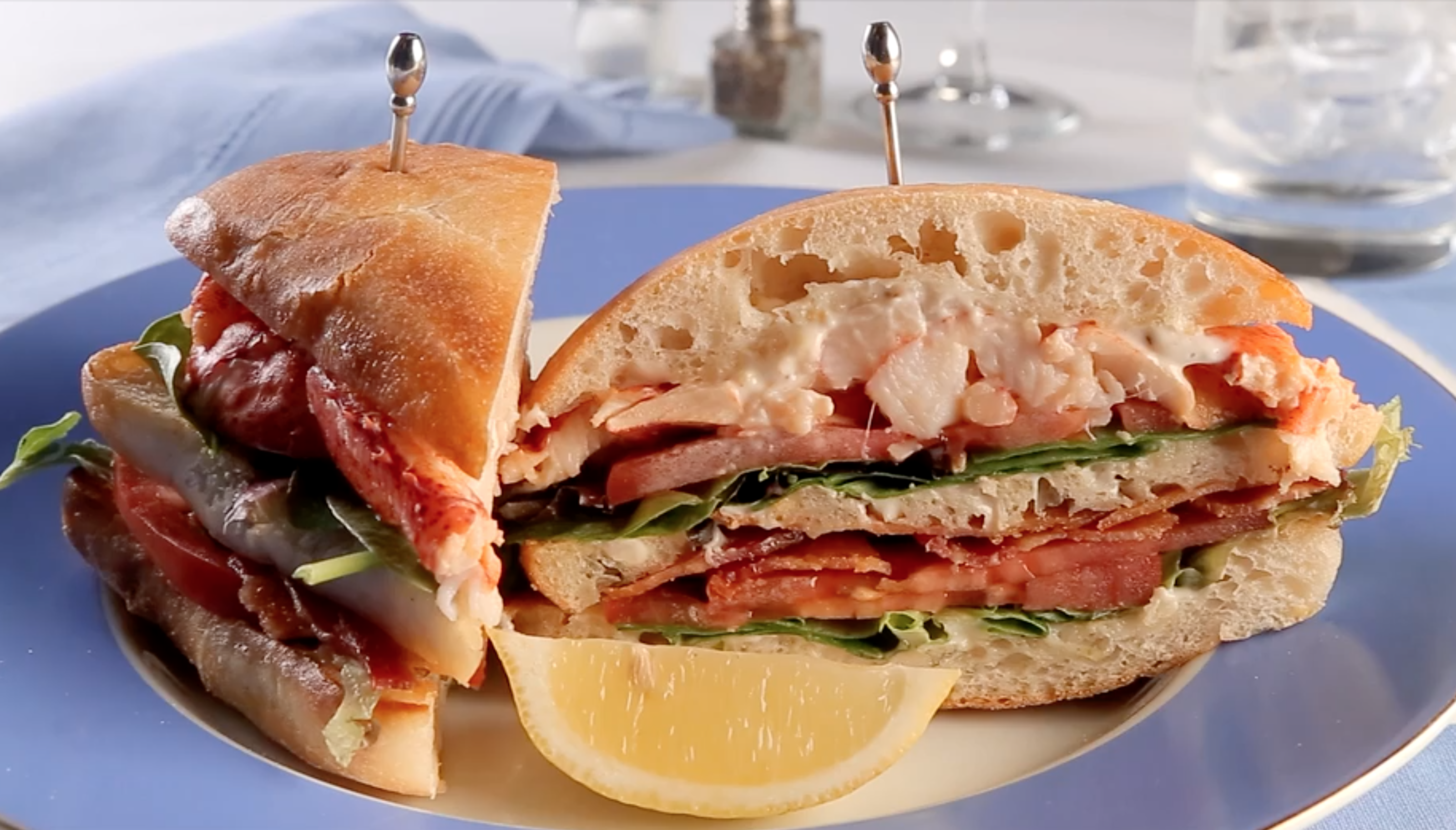 Dad likes upscale? Try this buttery-rich lobster seasoned with a squeeze of fresh lemon, toasted ciabatta bread, crisp bacon, ripe tomato, spring greens and fresh-made lemon aioli – the ultimate club sandwich. 