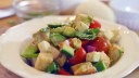 From Guest Contributor Roni Proter, this classic and fresh Italian ripe tomato-based salad that is gently tossed with a light vinaigrette. Simply cube your fresh veggies into fairly equally sized pieces, about 1-inch, combine with fresh mozzarella and basil, and enjoy!