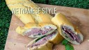 Vietnamese-Style Picnic Loaf sandwich made by hollowing out a loaf of bread and stuffing with a variety of fillings.