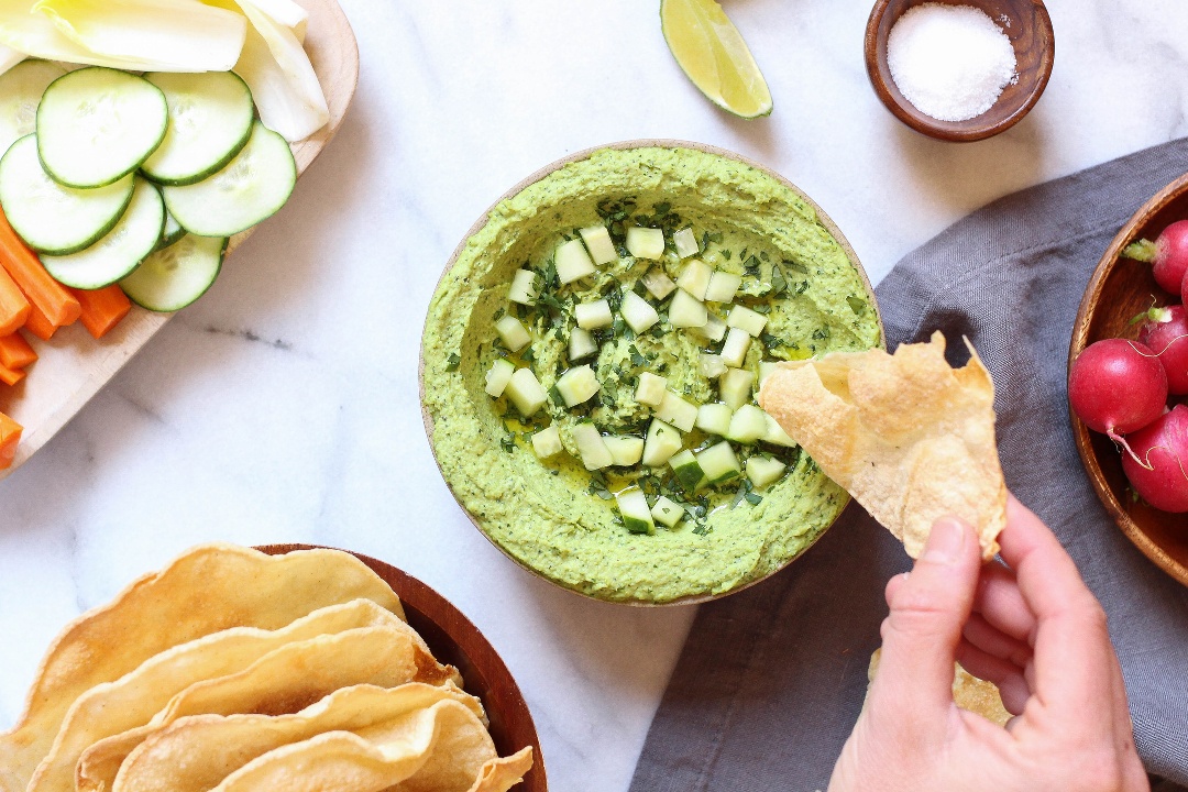 Green Pea Edamame Hummus via Ritual Wellness curated by Project Juice