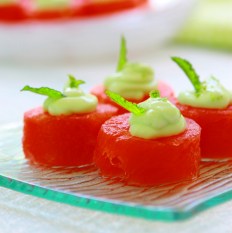 Try this cool summer treat made with fresh watermelon, cream cheese and lime yogurt. 