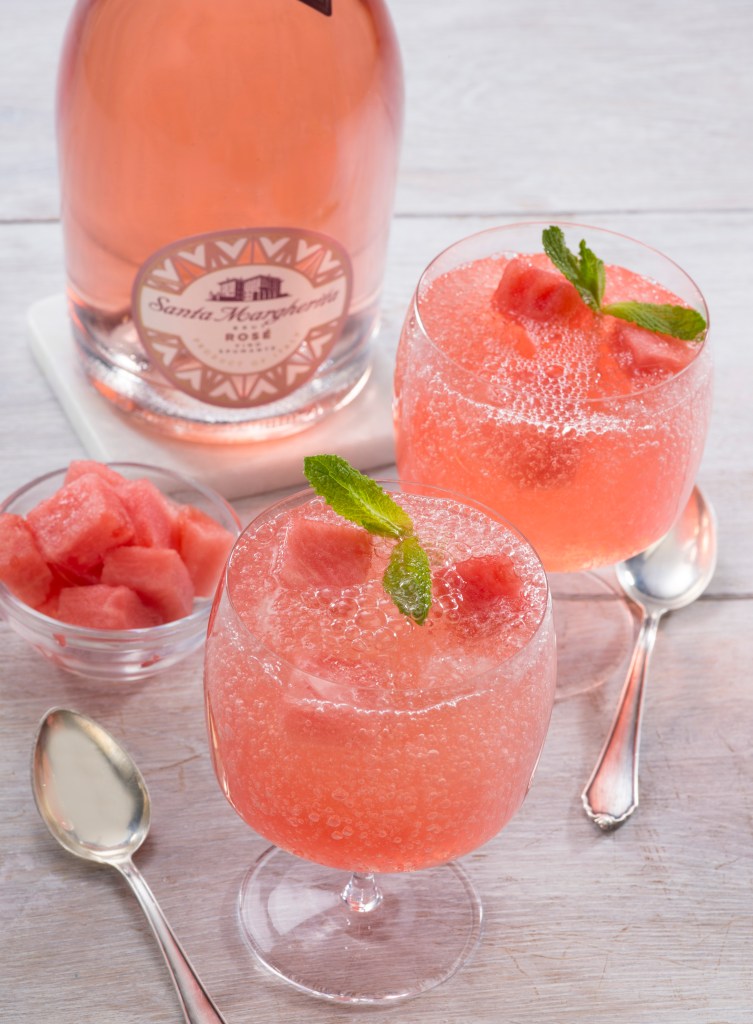 Froze watermelon granita made with Santa Margherita wine. 