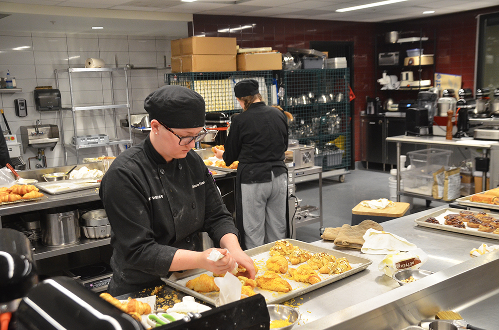 Students of Chef Vince Pianalto learn the essentials of classic bakery at Brightwater, A Center for the Study of Food. 