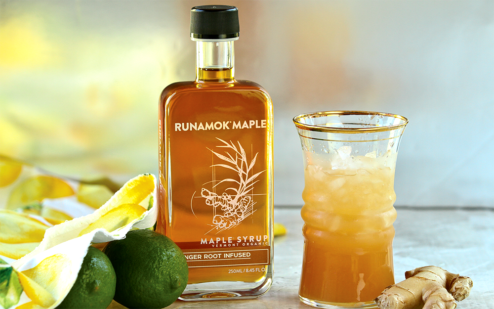 The wardrobe malfunction is a Super Bowl LIII themed rum cocktail featuring Rumanok Maple Syrup. 