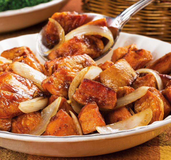 This recipe for Roasted Balsamic Sweet Potatoes is the first in a series of Thanksgiving holiday recipes from the recently released Mr. Food Test Kitchen's Guilt-Free Comfort Favorites.