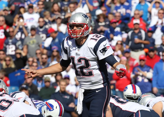 New England Patriots quarterback Tom Brady (12) calls a play during the first half against the Buffalo Bills. (Timothy T. Ludwig-USA TODAY Sports)