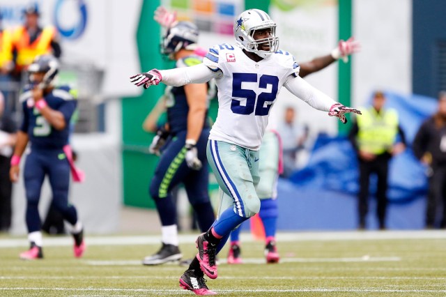Dallas Cowboys outside linebacker Justin Durant (52) celebrates after a failed fourth down play by the Seattle Seahawks. (Joe Nicholson-USA TODAY Sports)