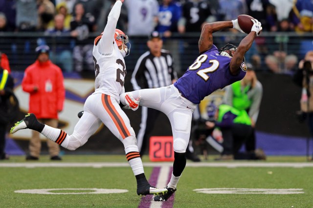Torrey Smith's leaping grab was the most important play during Baltimore's comeback.  (Mitch Stringer, USA TODAY Sports)