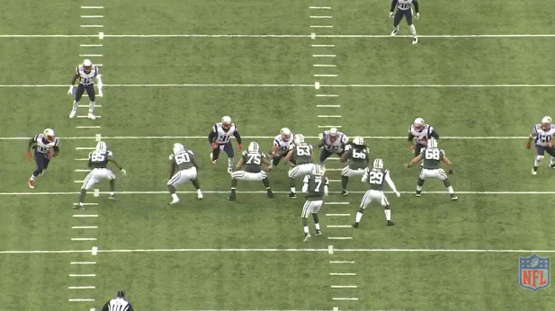 The Patriots have used interior blitzes to get pressure all season. (NFL Game Rewind)