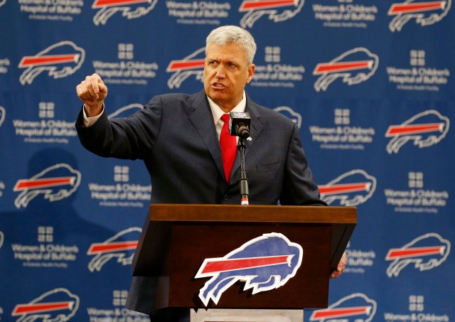 Buffalo Bills head coach Rex Ryan speaks during a press conference at ADPRO Sports Training Center. (Kevin Hoffman-USA TODAY Sports)