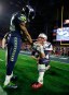 Seahawks corner Richard Sherman congratulates Patriots QB Tom Brady on the Super Bowl win. (Mark J. Rebilas, USA TODAY Sports)