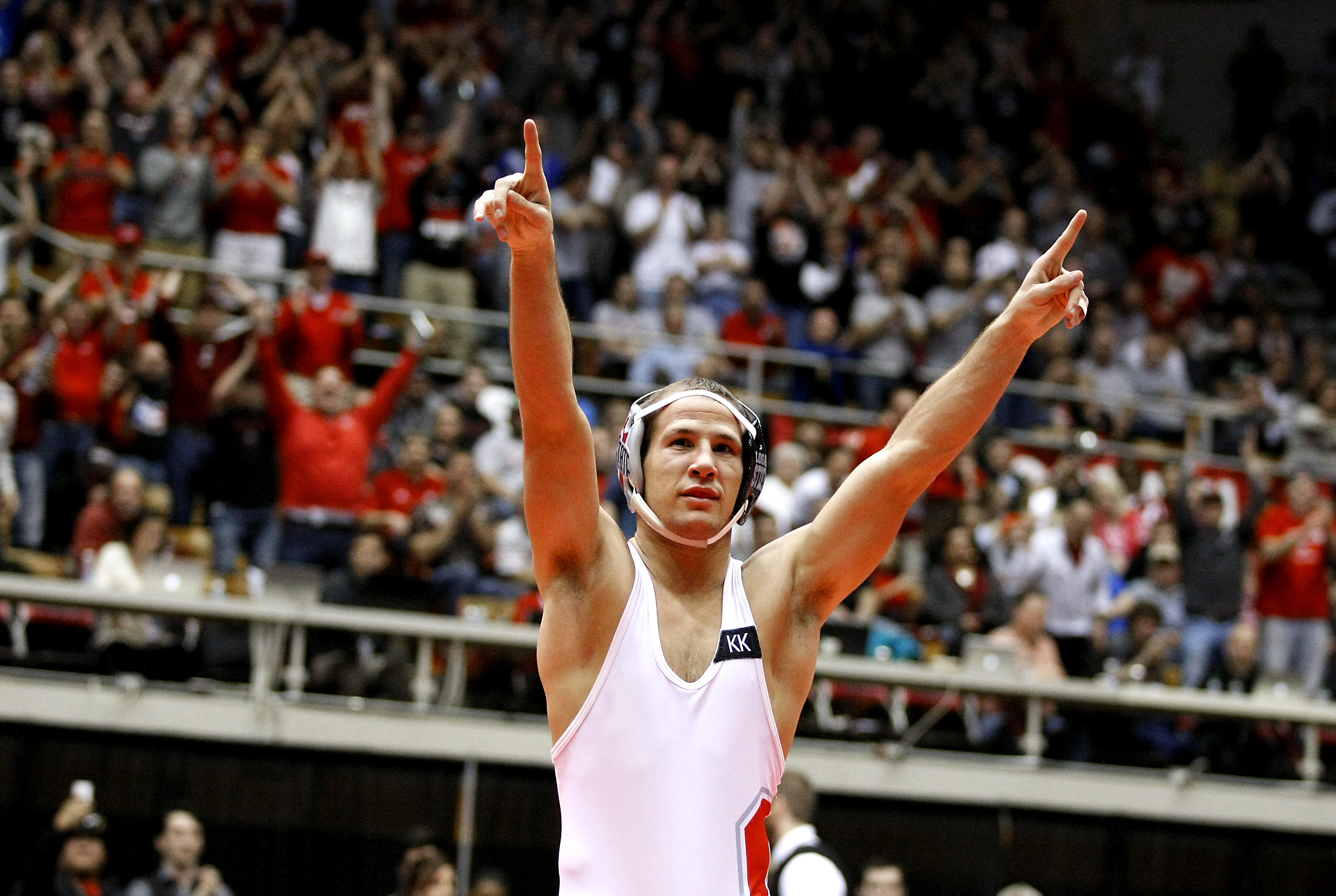 Logan Stieber of Ohio State wins the title match of the 141 pound weight class as part of the Big Ten Championships at St. John Arena. (Joe Maiorana-USA TODAY Sports)