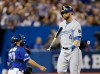 The Royals' Alex Gordon, above, reacts after striking out during the fourth inning against Marco Estrada of the Blue Jays during Game 5 of the ALCS. (John E. Sokolowski-USA TODAY Sports)