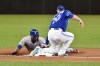 Rangers shortstop Elvis Andrus (left) is tagged out on a stolen base attempt by Blue Jays third baseman Josh Donaldson in the second inning. (Photo: Nick Turchiaro, USA TODAY Sports)