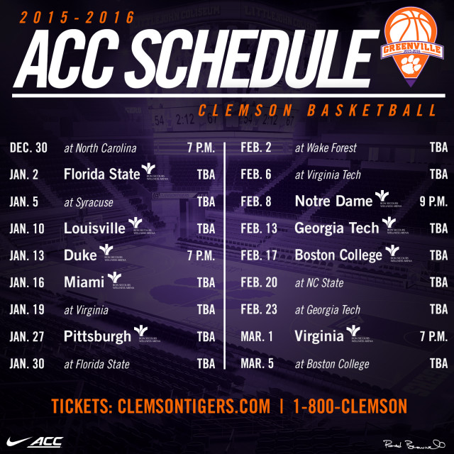 ACC basketball schedule set The Clemson Insider